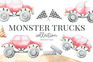 Monster Trucks - Watercolor Set