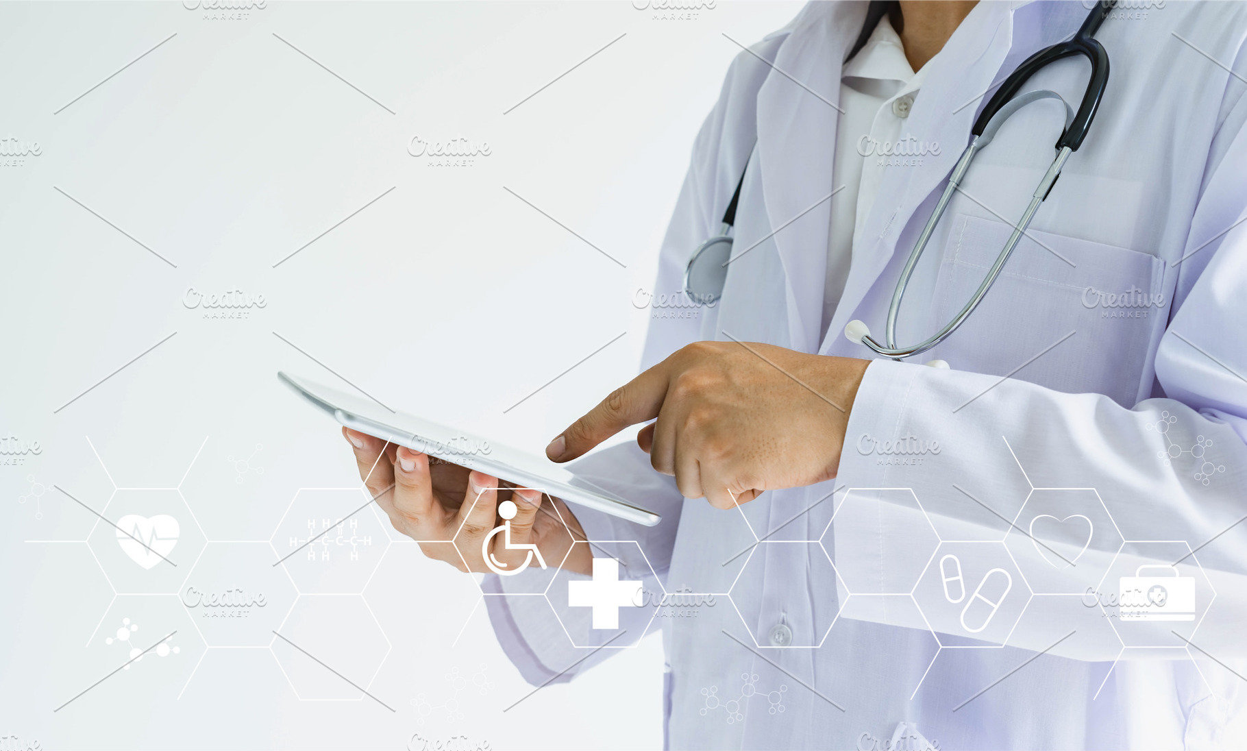 Doctor working with tablet., a Business Photo by OSABEE TOP VIEW