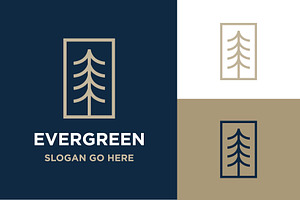 Minimalist line pine tree logo, a Branding & Logo Template by funpixel