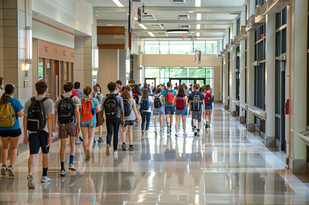 A group of students are walking down, a Photo by Iftikhar Alam