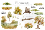 Woodland Animals Watercolor Clipart, an Illustration by Alisles (Thumbnail 6 of 18)