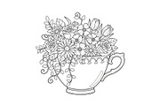 Floral Teacup Line Art Bundle, an Illustration by Gfx_Store (Thumbnail 4 of 51)