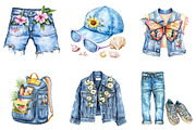Summer Denim Clipart Bundle, a Seasonal Illustration by DreamArtGraphic (Thumbnail 3 of 4)