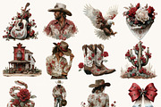 Watercolor Red Rose Western Clipart, a Person Illustration by BusyDaydesign (Thumbnail 2 of 9)