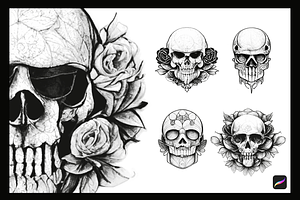 Human Skulls Procreate Stamps.