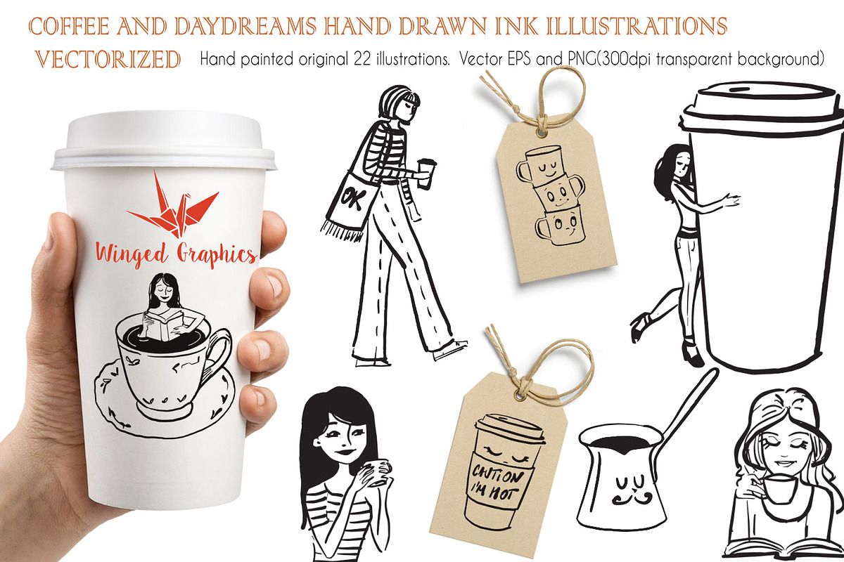 Hand drawn 22 coffee illustrations, a Food Illustration by Winged Graphics (Photo 3 of 5)