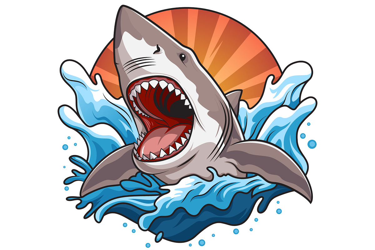 Powerful Shark Splash Vector Design, an Animal Illustration by Ghagra (Photo 2 of 3)