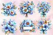 Whimsical Blue Flowers Spring Clipar, an Illustration by SVGArt (Thumbnail 5 of 9)