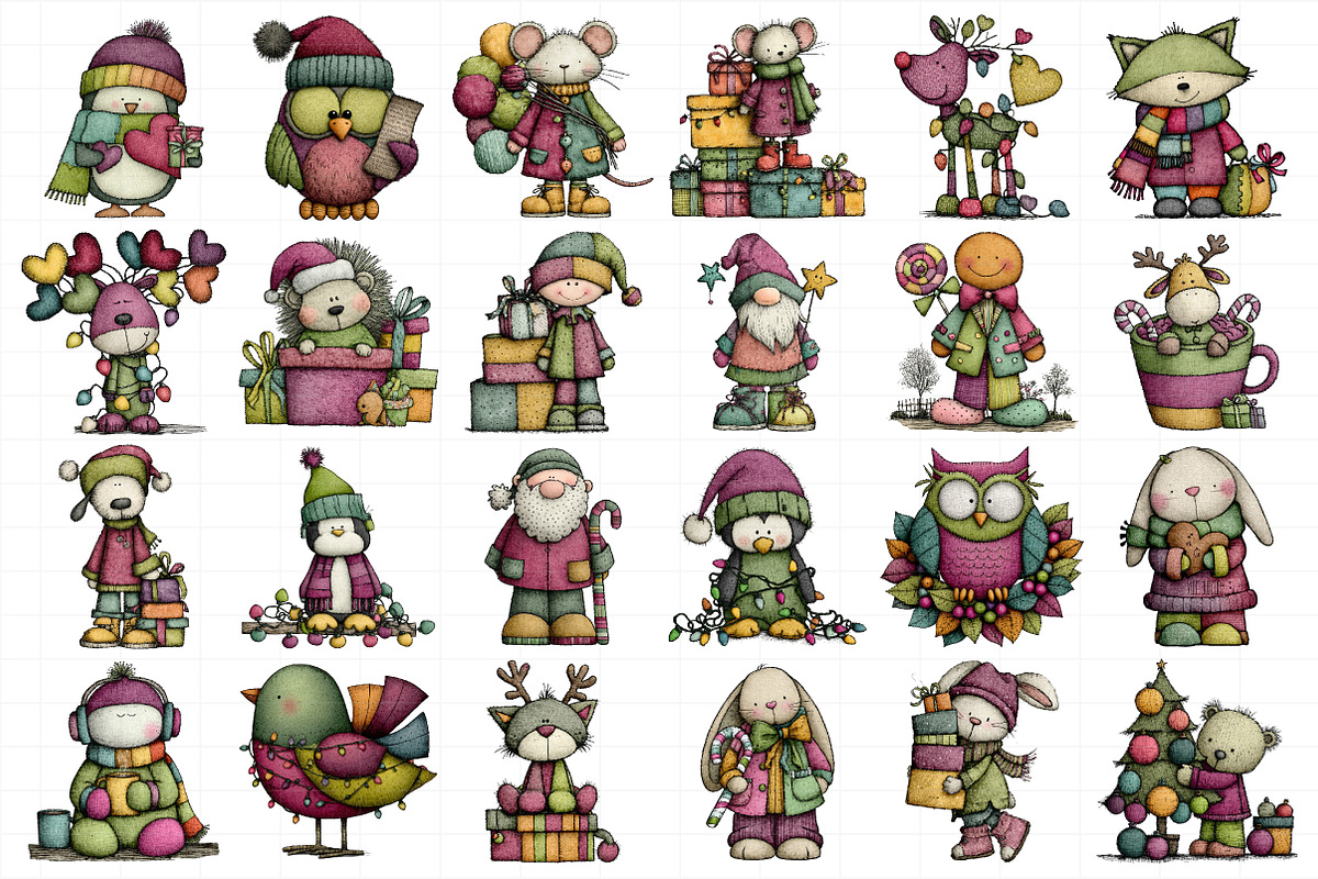 Watercolor Cute Christmas Clipart, an Illustration by Daily.Designs (Photo 5 of 5)