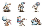 Watercolor Birthday Bunny Clipart, a Seasonal Illustration by CreationArt (Thumbnail 3 of 5)