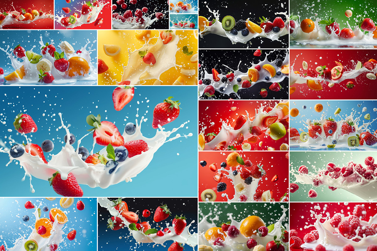 102 Fruits & berries milk splashes, a Food & Drink Photo by Handmadefont (Photo 5 of 16)