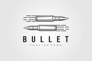 minimalist bullet ammunition logo, an Outline Icon by Rizkaarishandy_shop