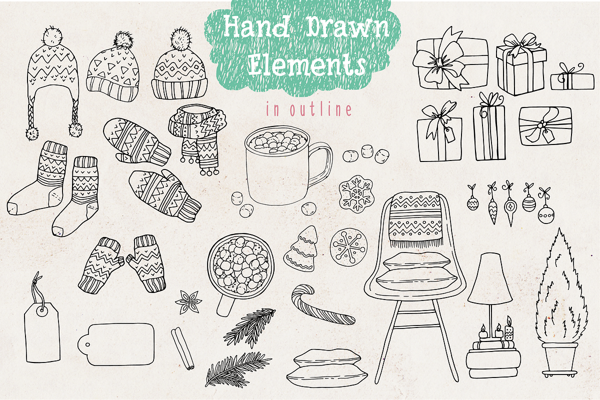 Cozy Christmas Lettering & Clipart, a Seasonal Illustration by Sketchetarian (Photo 8 of 10)
