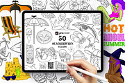 SUMMERWEEN Procreate stamps, a Brush Add-On by SecondOfJuly (Thumbnail 1 of 6)