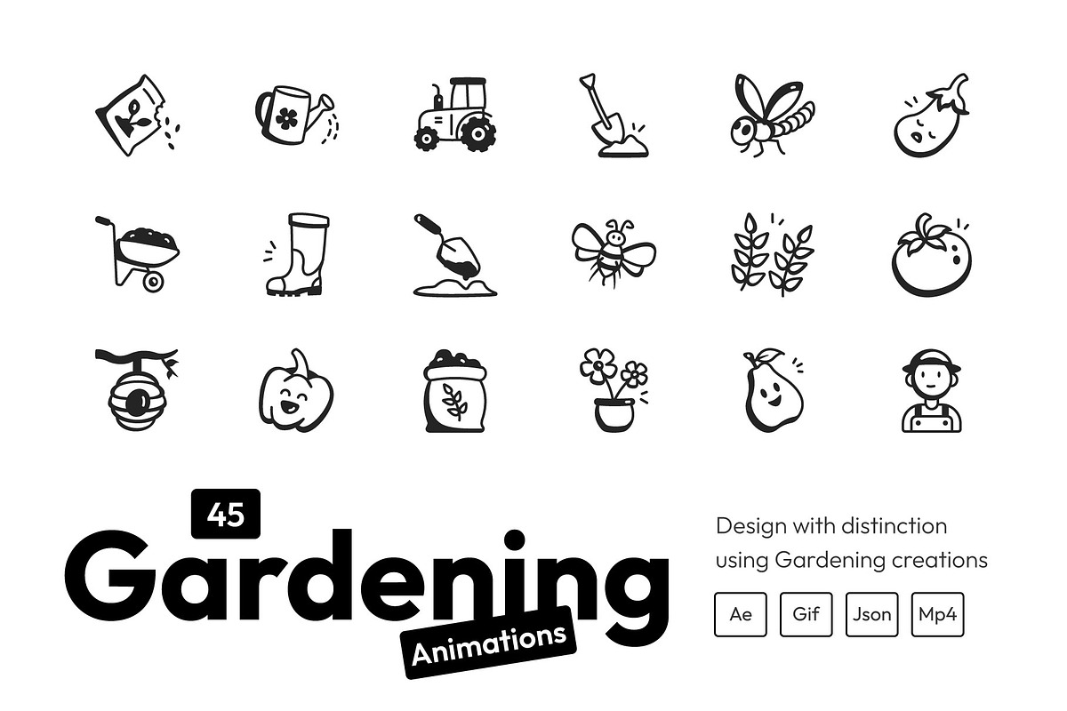 Garden Doodle Icon Animations, an Outline Icon by Prosymbols (Photo 1 of 3)