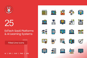 25 EdTech & AI Learning Icons.