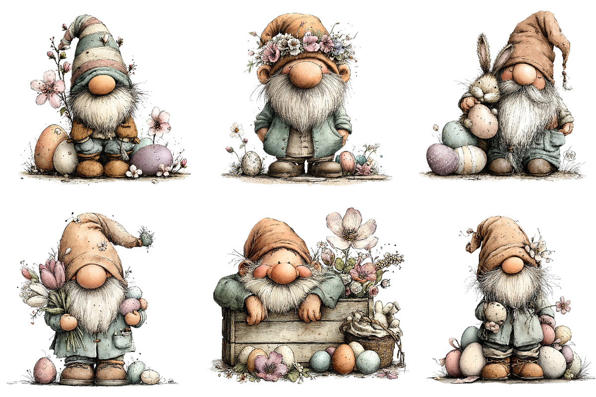 Whimsical Easter Gnome Clipart, an Illustration by Dream Creation (Photo 2 of 7)