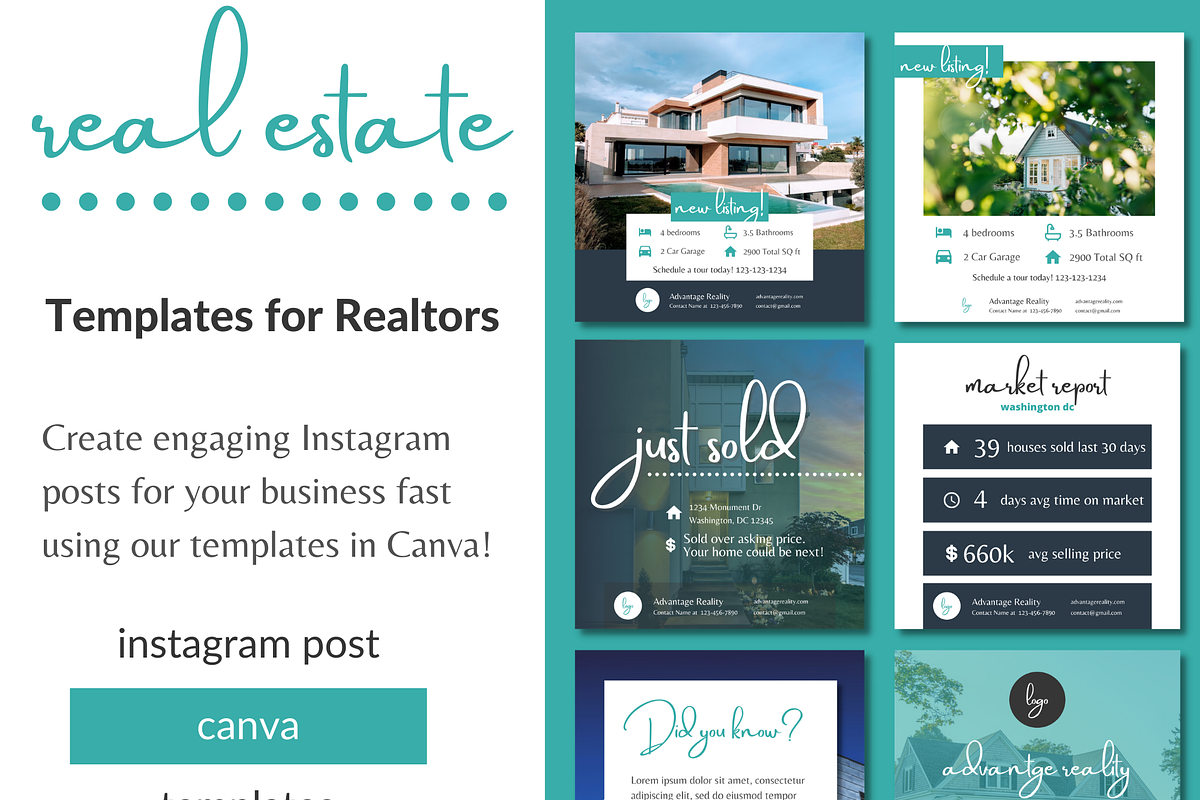 20 Real Estate Instagram Templates, a Social Media Template by Minva Themes (Photo 1 of 3)