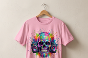 Neon Boombox Skull Splash Art, a Shirt Mockup by Vector Stall (Thumbnail 8 of 15)