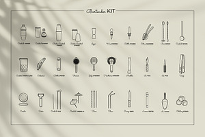 Elegant Line Art Bar Menu Icons