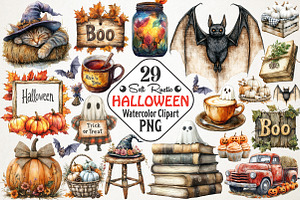 Soft Rustic Halloween Clipart, an Illustration by RobertsArt