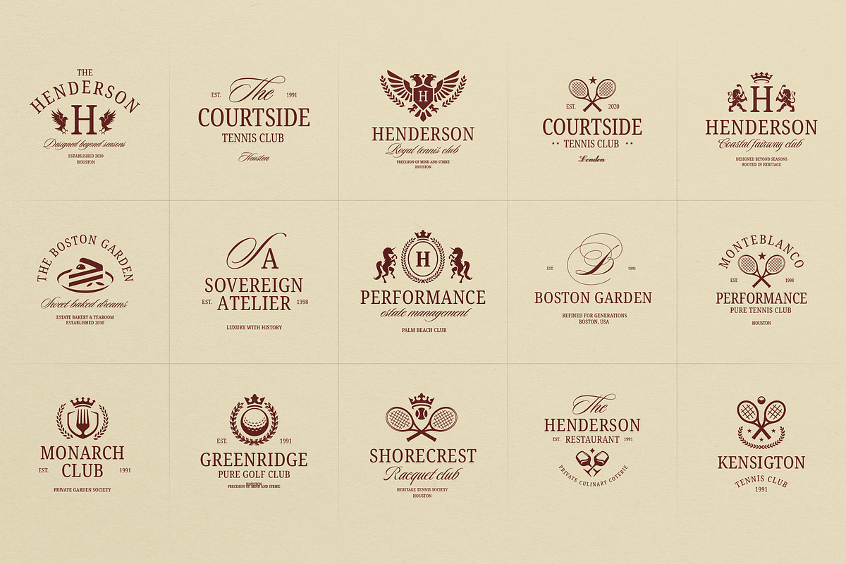 Old Money Vintage Logo Collection, a Branding & Logo Template by Vasya Kobelev (Photo 4 of 17)