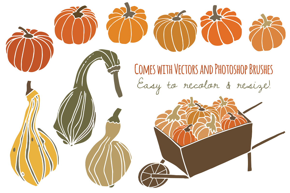 Pumpkins & Gourds Clip Art preview 2