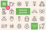 Spring and Easter Outline Icons, an Outline Icon by Sargatal (Thumbnail 1 of 4)