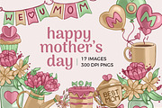 Happy Mother's Day Clipart, an Illustration by TheClipAtelier (Thumbnail 1 of 3)