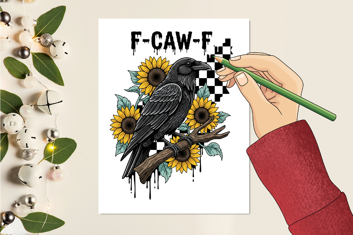 Crow Raven PNG, F-CAW-F Funny Hallow, an Illustration by designcity5 (Photo 6 of 8)