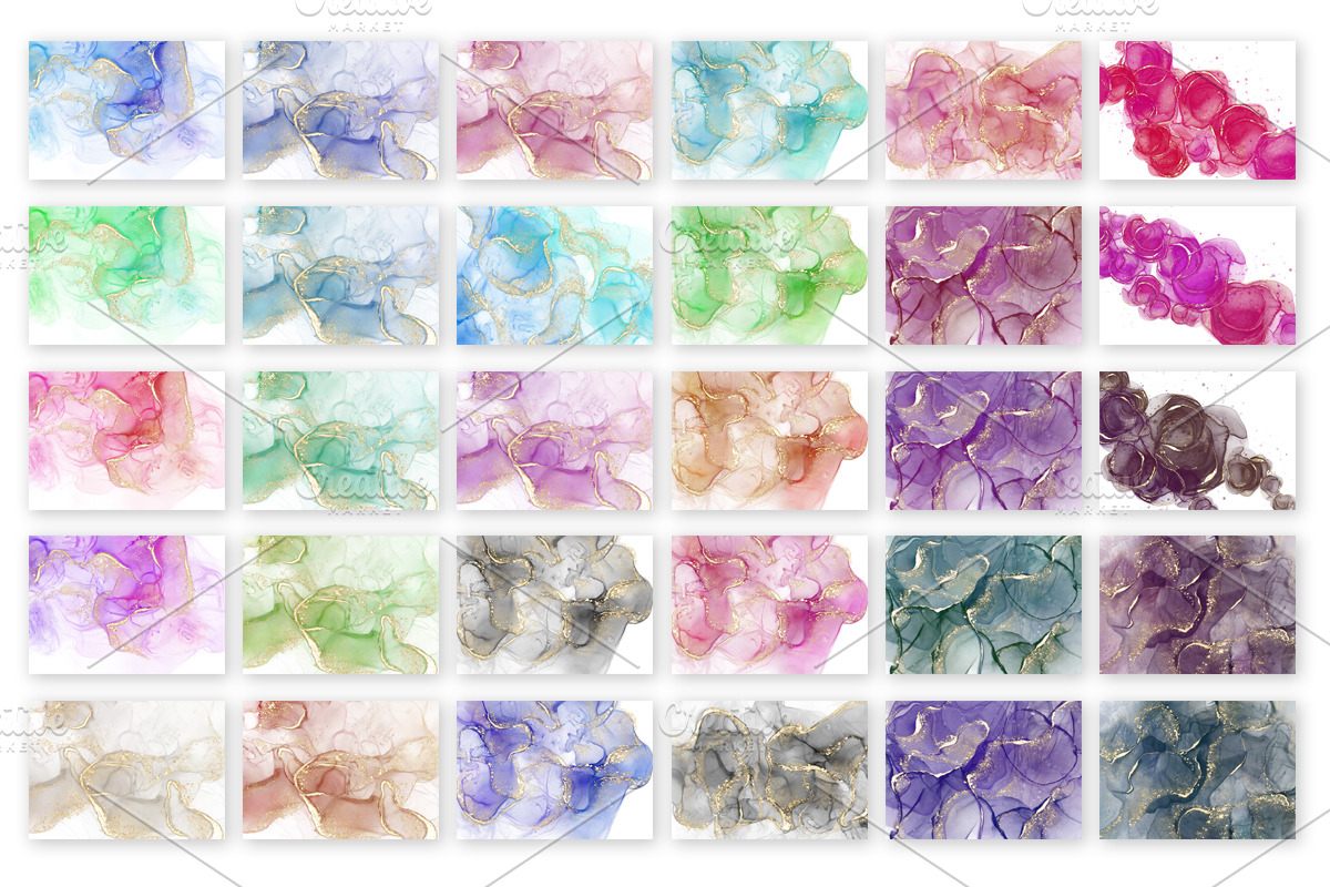 Gold Alcohol Ink Collection, a Background Graphic by JT Digital Studio (Photo 6 of 9)