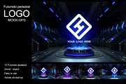 Futuristic pedestal Logo mock-ups, a Product Mockup by S_design (Thumbnail 2 of 12)