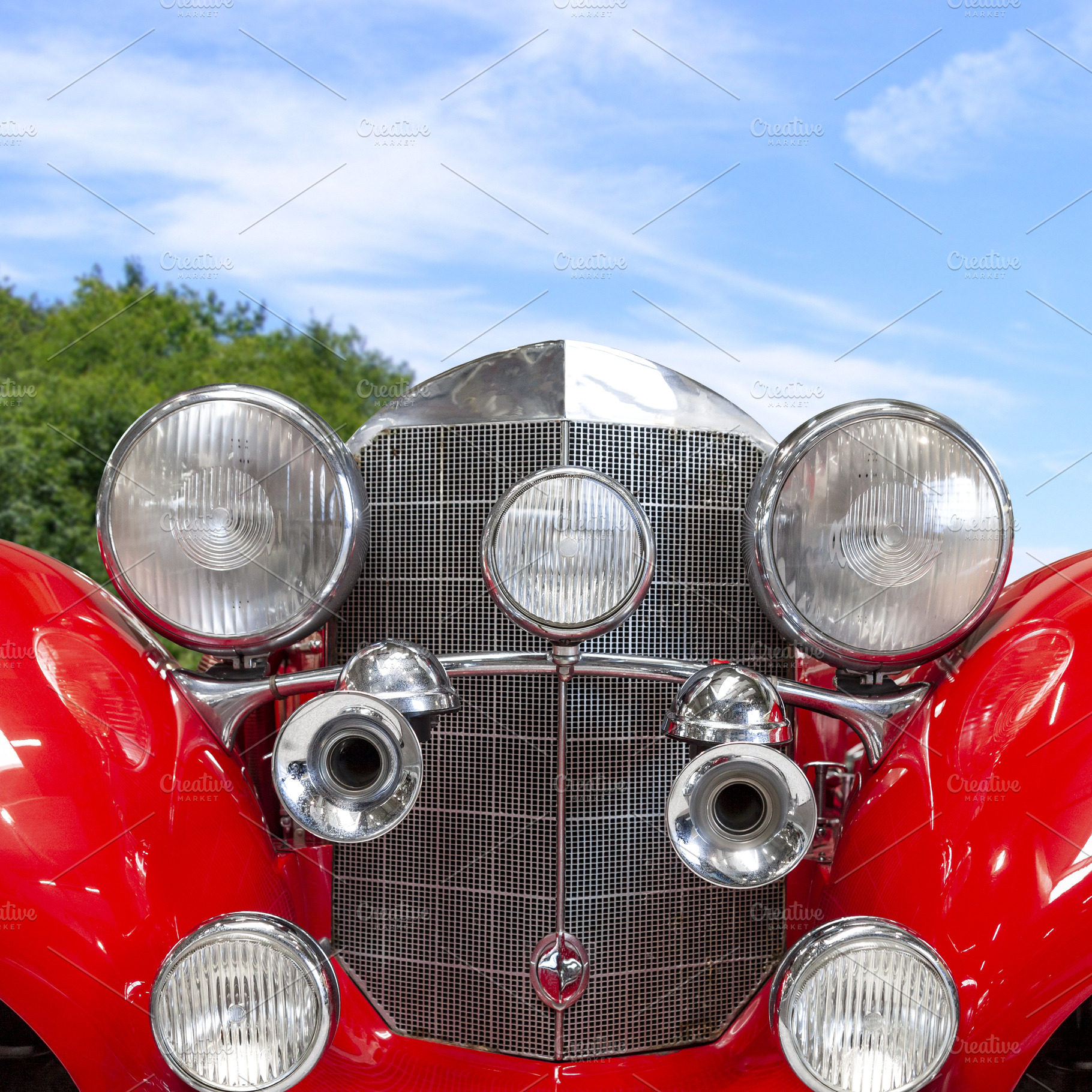 Front view of vintage classic car, a Transportation Photo by BOOCYS