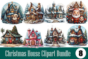 Christmas House Clipart Sublimation, an Illustration by Wow Magic