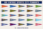 100 Vintage Sports City Pennants, an Object Graphic by Brian Ritter Design (Thumbnail 4 of 7)