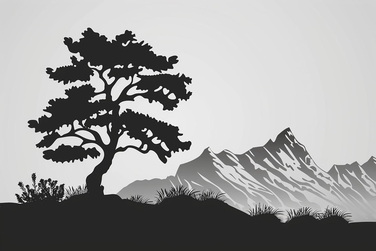 Majestic Mountain and Tree Vector Bu, a Graphic by Creativeshirt (Photo 2 of 11)