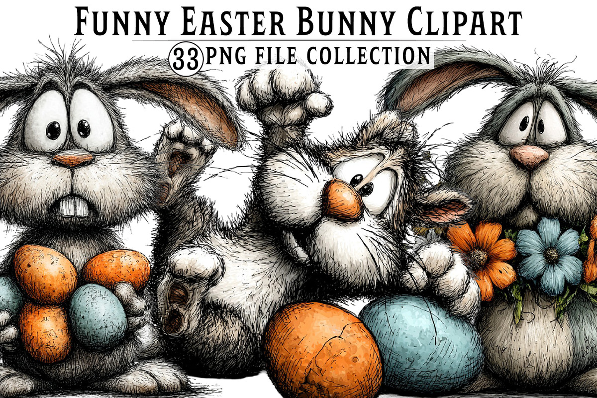 Funny Easter Bunny Clipart, an Illustration by Dream Creation (Photo 1 of 7)