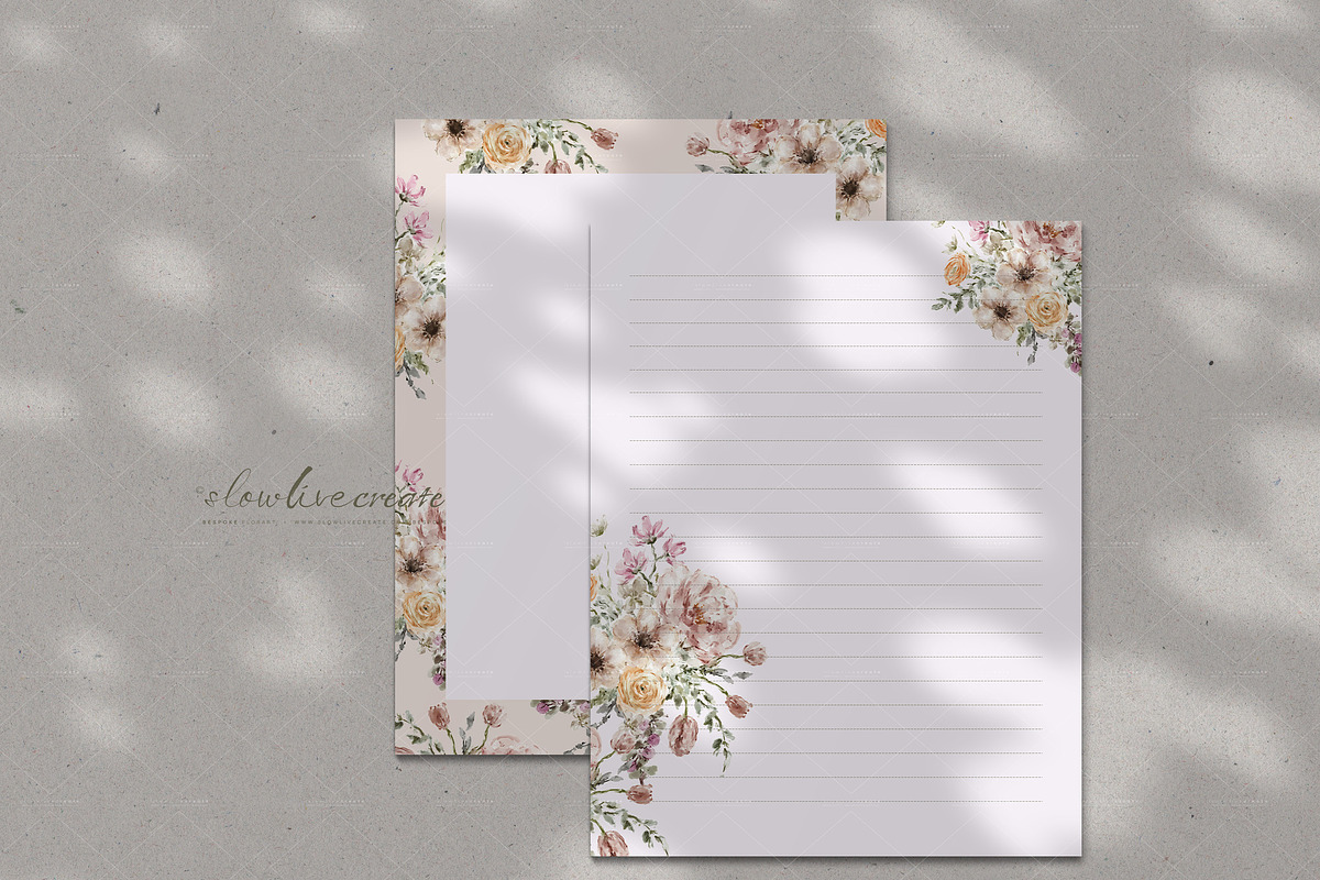 Floral Notepad Template | 33 Designs, a Stationery Template by slowlivecreate (Photo 14 of 15)