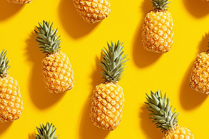 Fresh ripe pineapples on bright, a Food & Drink Photo by MistyDay