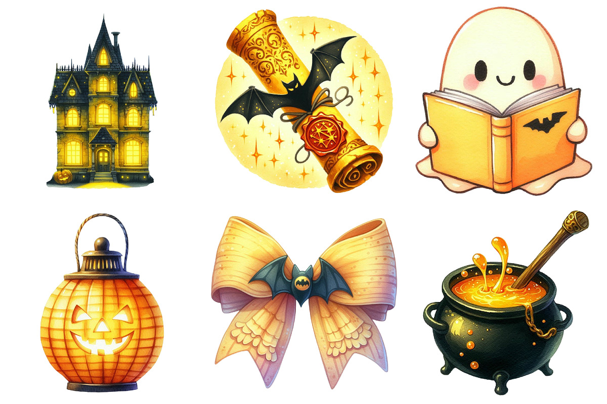 Yellow Halloween Clipart Sublimation, an Illustration by Daily.Designs (Photo 3 of 5)