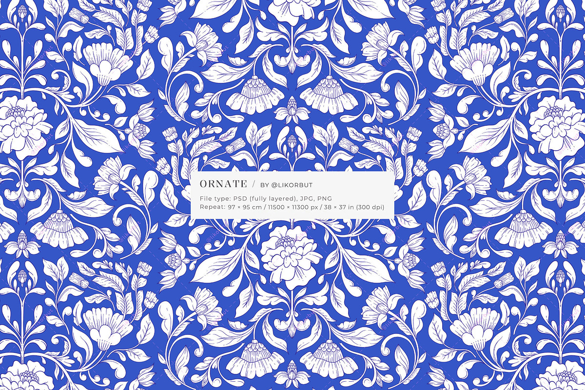 Orient Ornament Floral Pattern, a Pattern Graphic by likorbut (Photo 2 of 14)