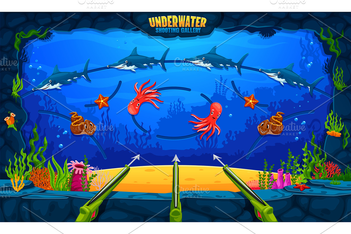 Underwater hunting shoot game, a Sport Illustration by Vector Tradition