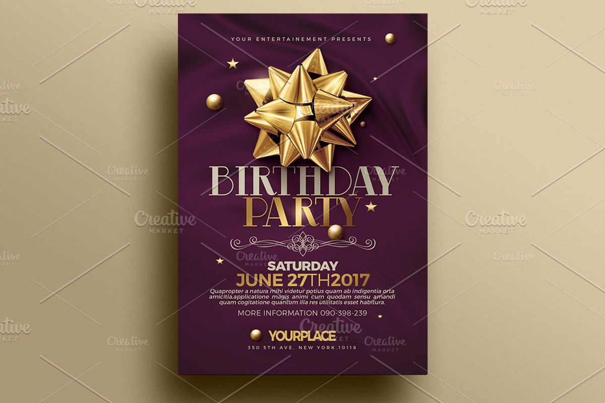 Birthday Invitation | 3 Psd Template, a Flyer Template by Rome B Creation (Photo 3 of 4)