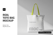 Real Tote Bag Mockup, a Packaging Mockup by PixelWink (Thumbnail 1 of 3)