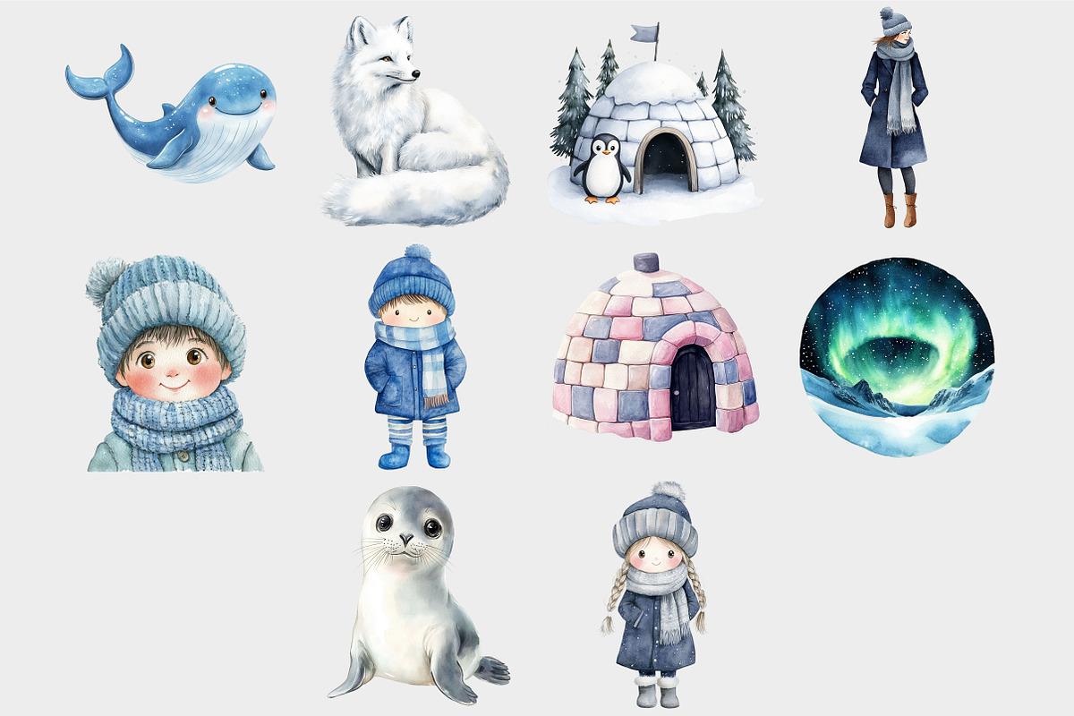 Watercolor Arctic World Clipart, a Seasonal Illustration by Design Market (Photo 4 of 4)