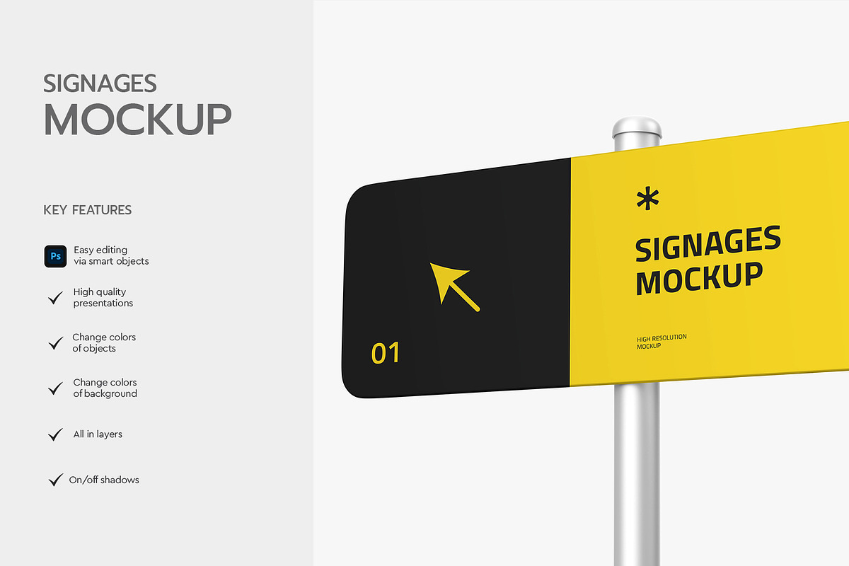 Direction Signboard Mockup PSD