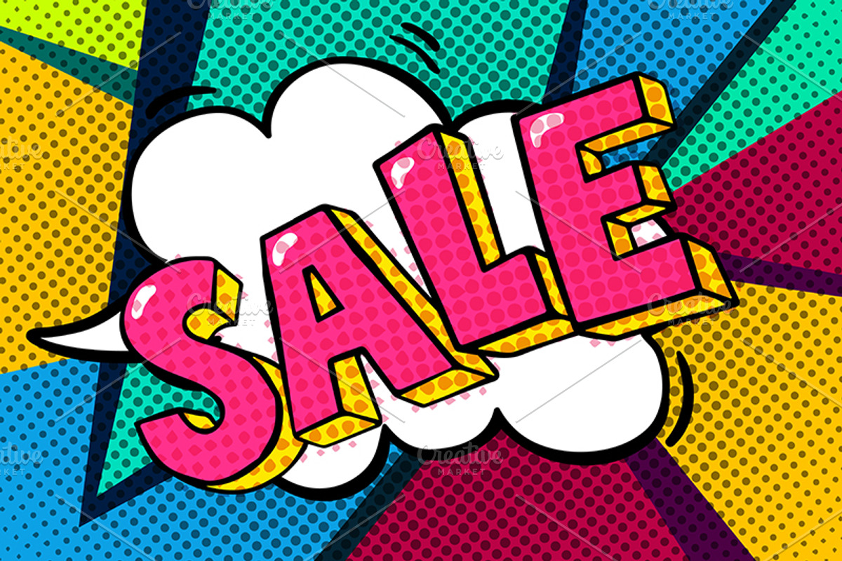 Sale Message in pop art style, a Decorative Illustration by VectorStory