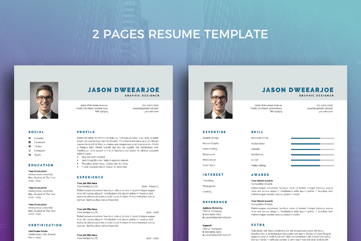 Resume Template 35, a Resume Template by graphicalcium (Photo 2 of 3)
