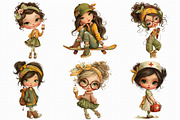 Retro Girls Clipart, an Illustration by Libby Wishes (Thumbnail 4 of 7)