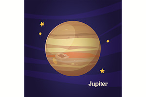 Colorful Cartoon Jupiter Planet